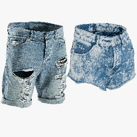 Men's and Women's Jean Shorts Collection 7 3D model